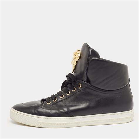 versace black leather medusa hi top sneackers|Versace women's medusa 95.